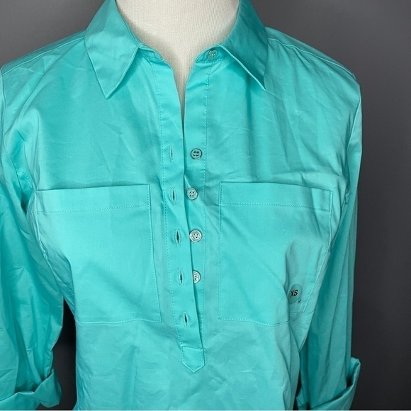 7th Ave Design Studio New York & Company half button roll up long sleeve XS top - Picture 6 of 6